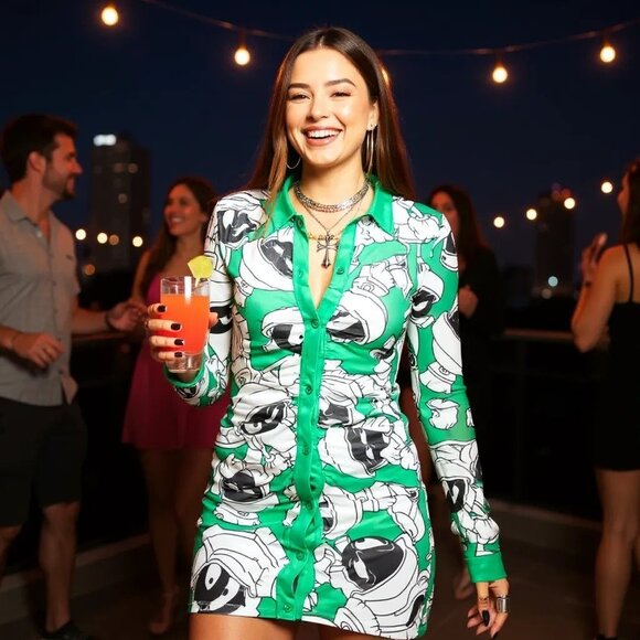 Marvin the Martian Green Mini Dress by Looney Tunes – Cartoon Mischief Edition - Picture 1 of 2